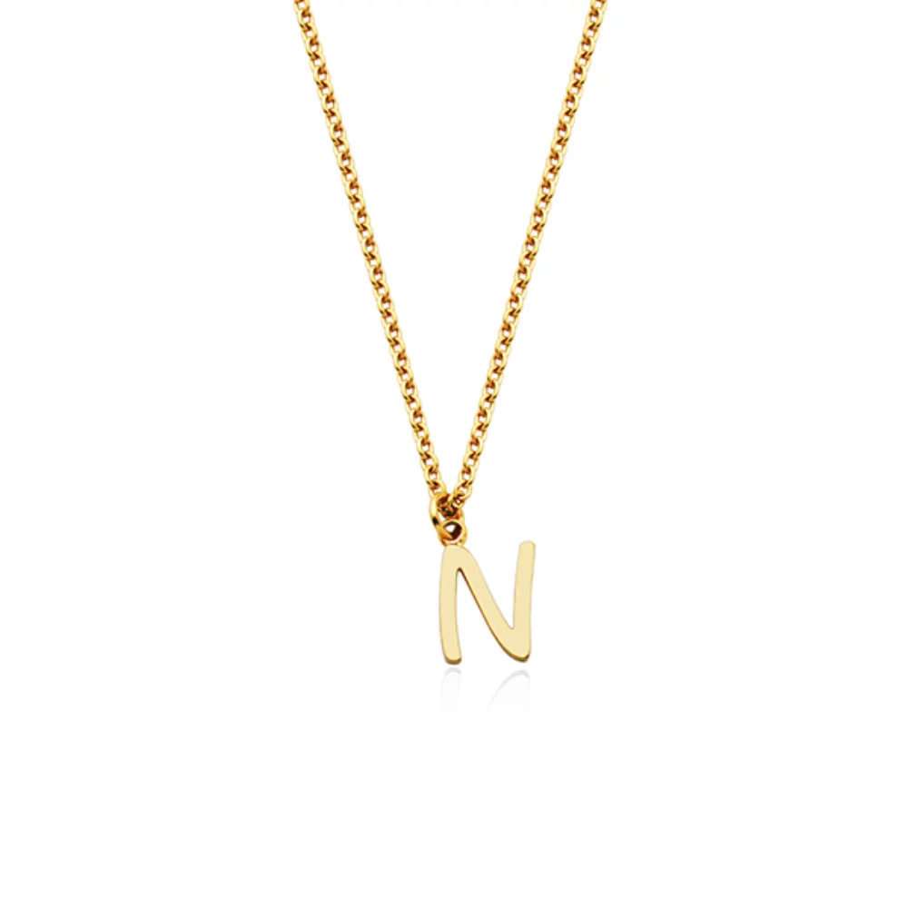 Collier avec pendentif en lettre "N" de CJ Steelx - Or