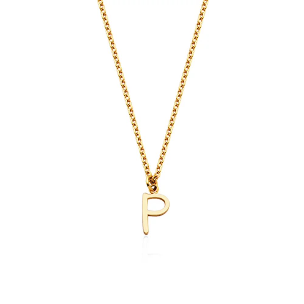CJ Steelx Carded Letter "P" Necklace - Gold