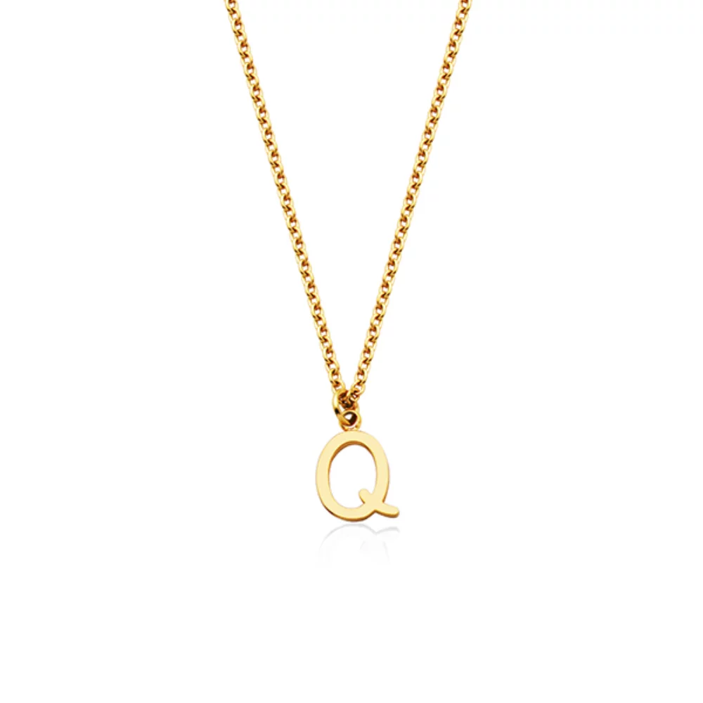 Collier avec pendentif en forme de lettre "Q" en acier CJ Steelx - Or