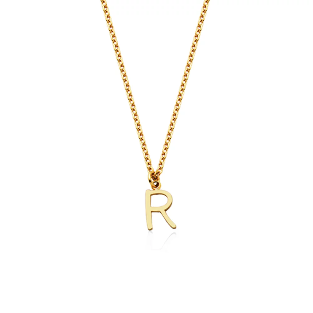 CJ Steelx Carded Letter "R" Necklace - Gold