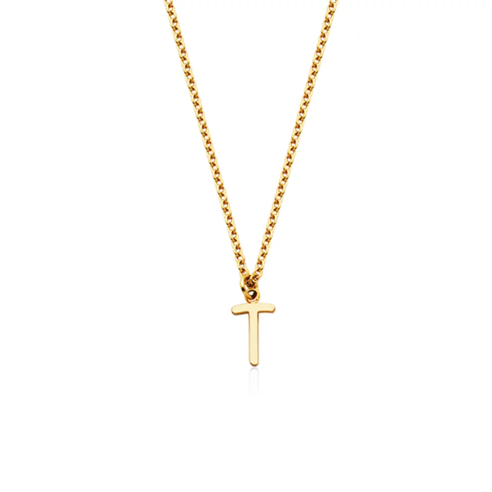 Collier à lettre "T" en acier CJ Steelx - Or
