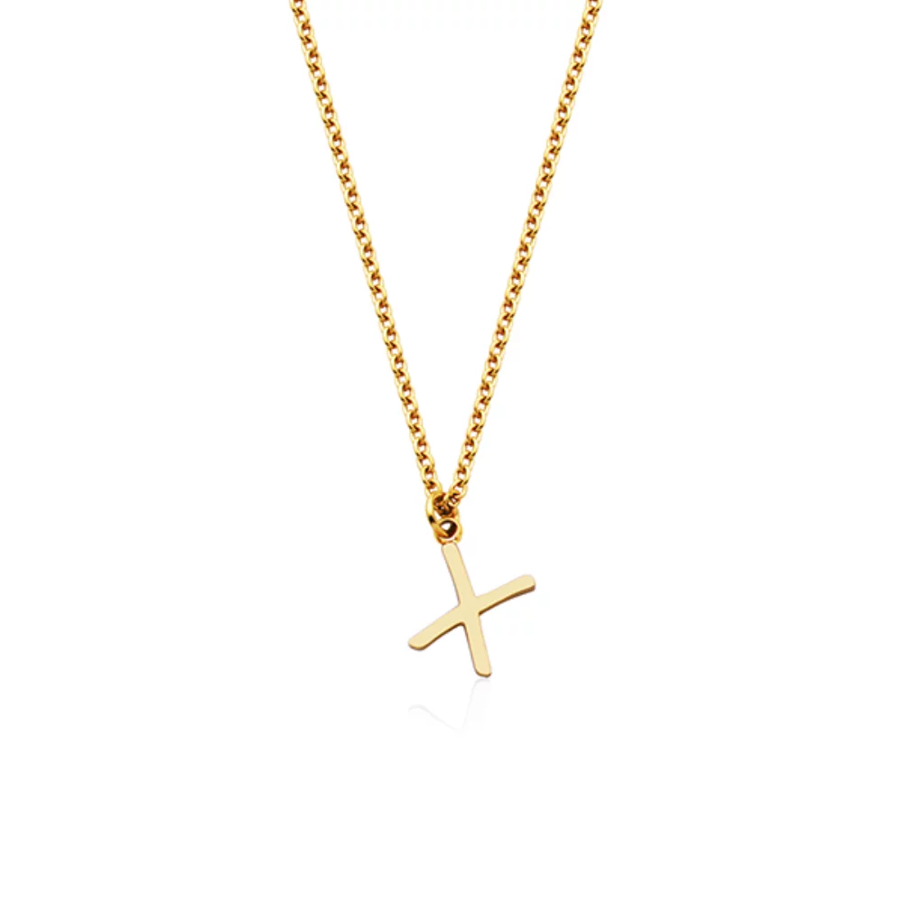 CJ Steelx Carded Letter "X" Necklace - Gold