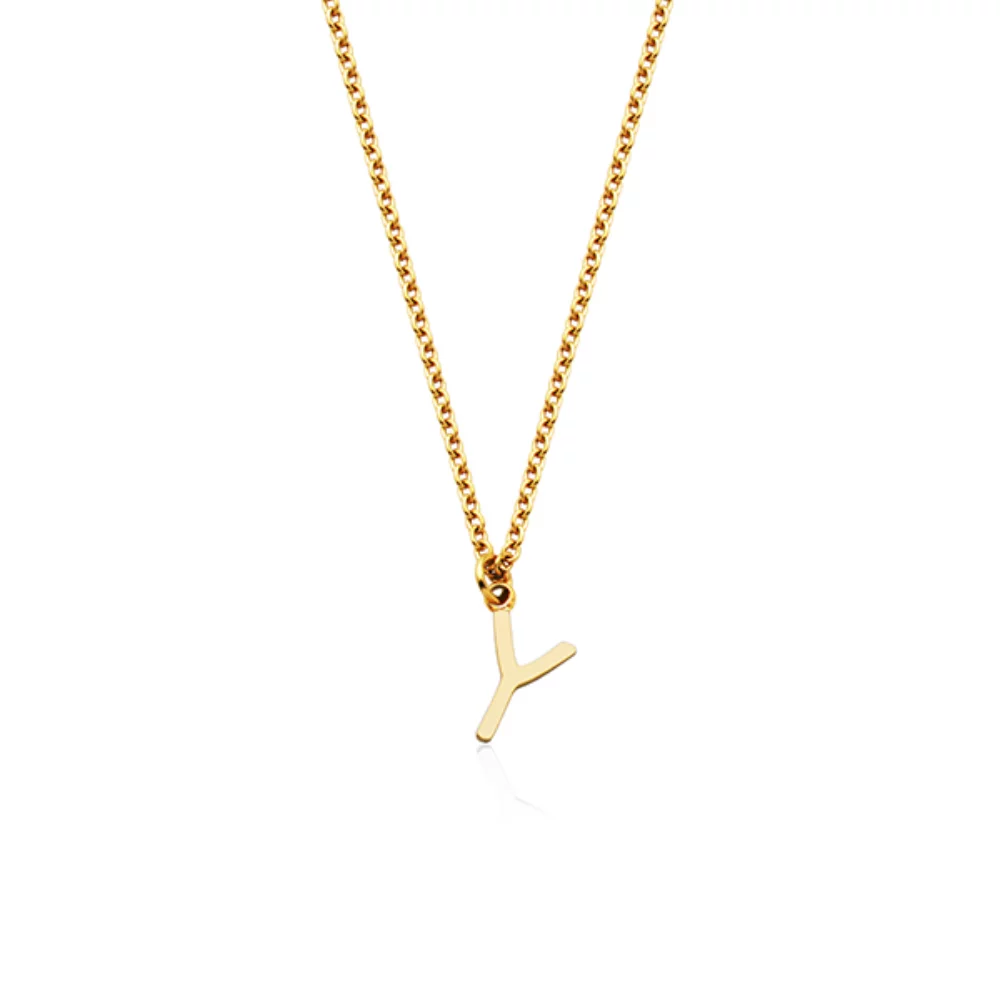 Collier avec pendentif en forme de lettre "Y" en acier CJ Steelx - Or