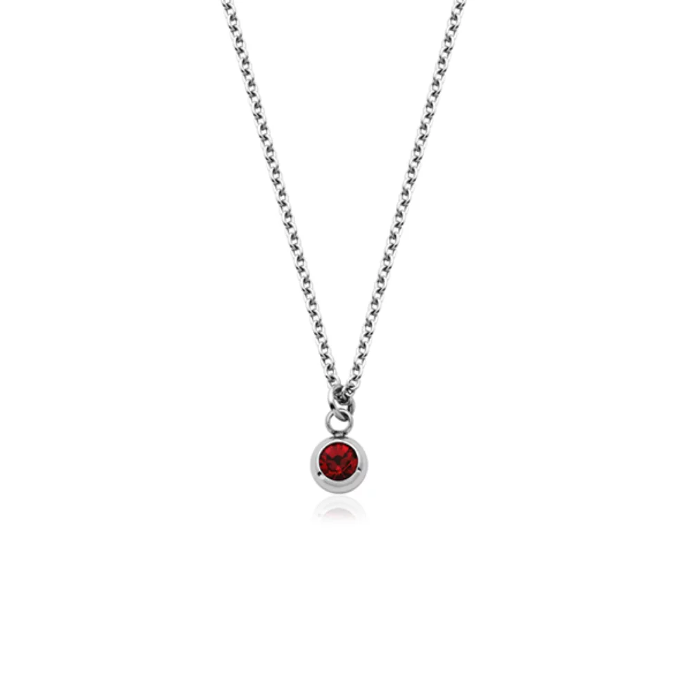 Collier en cristal de rubis "July" de CJ Steelx - Argent