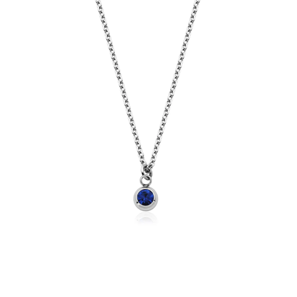 CJ Steelx Carded "September" Sapphire Crystal Necklace - Silver