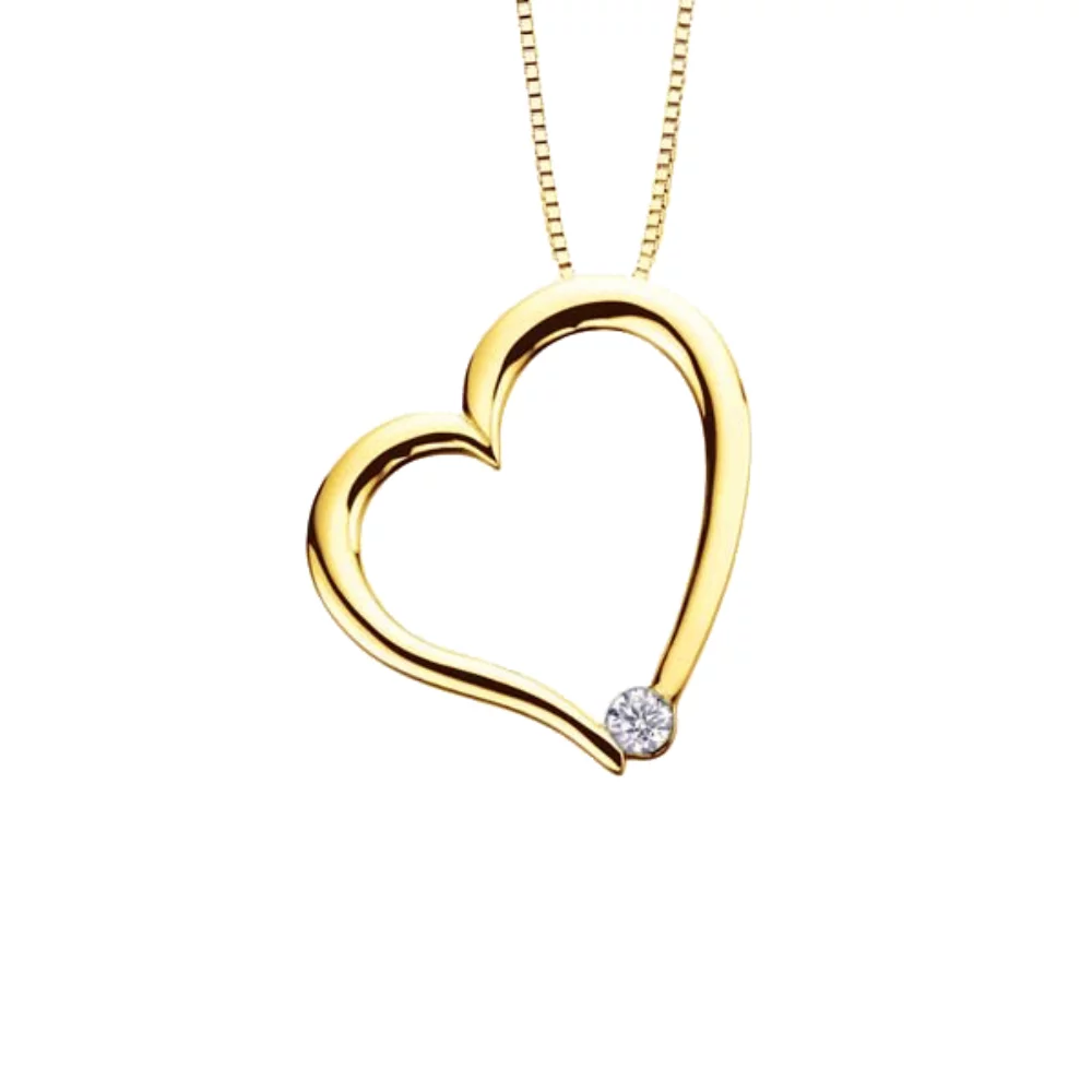 Canadian Diamond Solitaire Heart Pendant in 10K Yellow Gold (0.03 CT.)