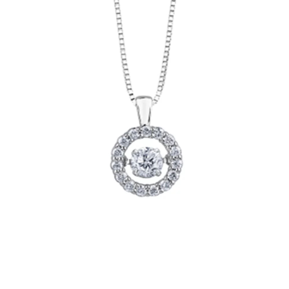 Diamond Halo Pendant in 10K White Gold (0.35 CT)