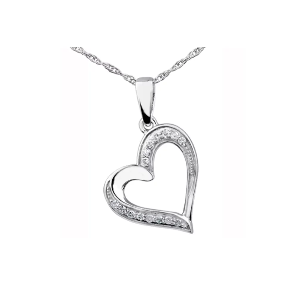 Diamond Heart Pendant in 10K White Gold (0.05 CT. T.W.)