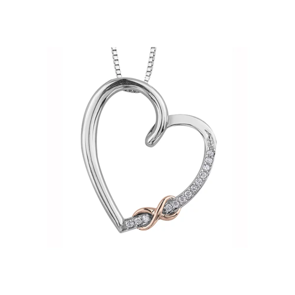 Diamond Heart Pendant in 10K White & Rose Gold (0.039 CT. T.W.)