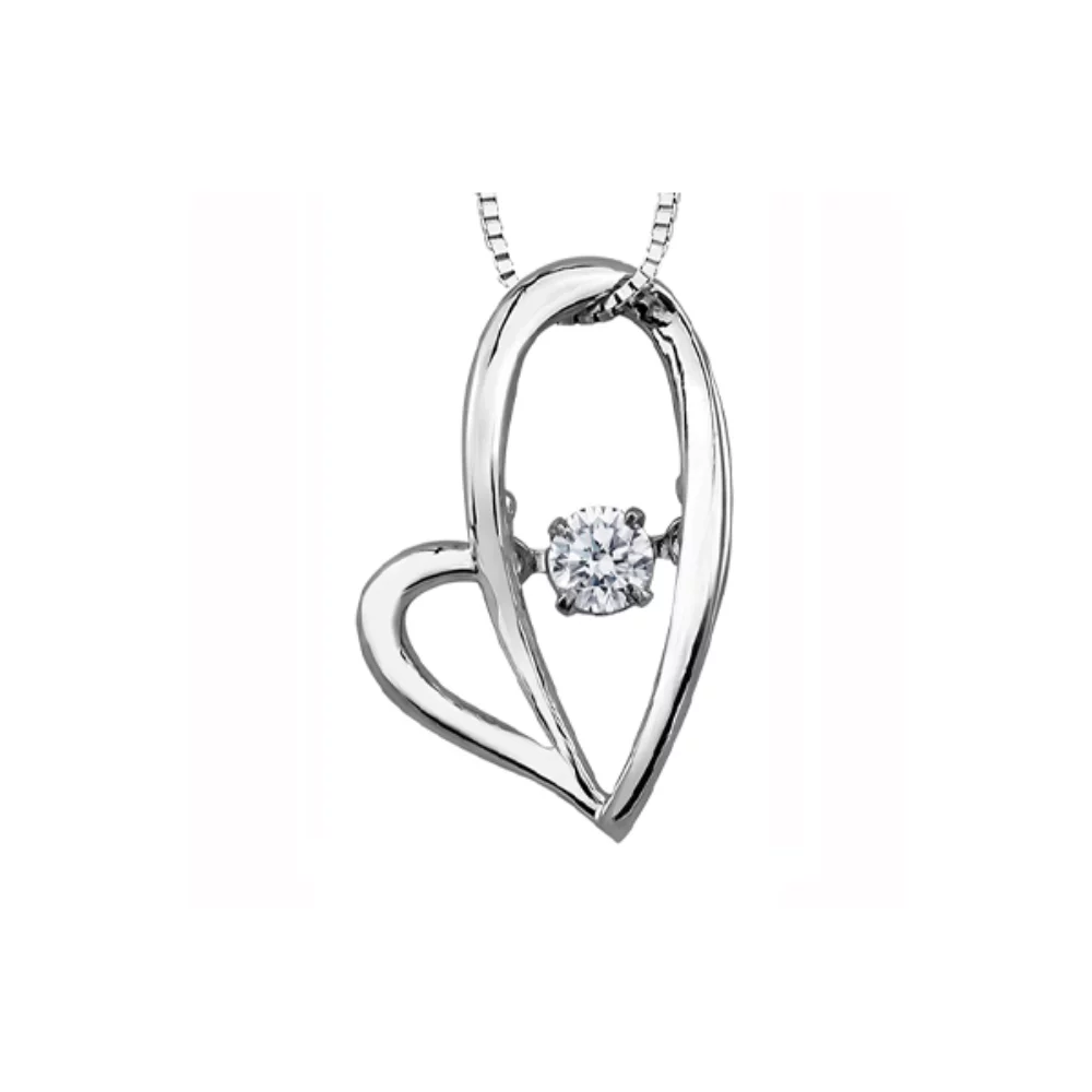 Diamond Solitaire Heart Pendant in 10K White Gold (0.12 CT.)