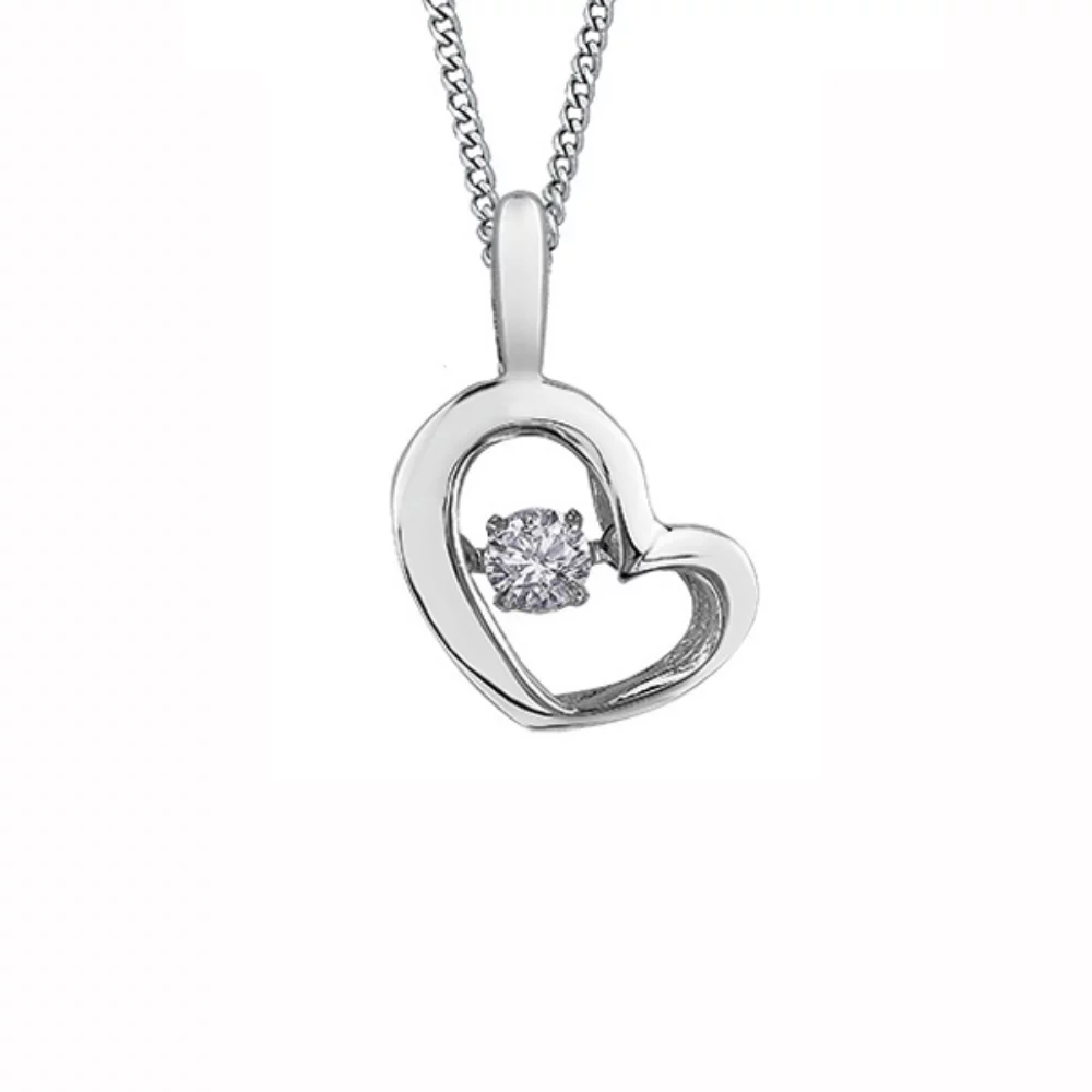 Diamond Solitaire Heart Pendant in 10K White Gold (0.05 CT.)