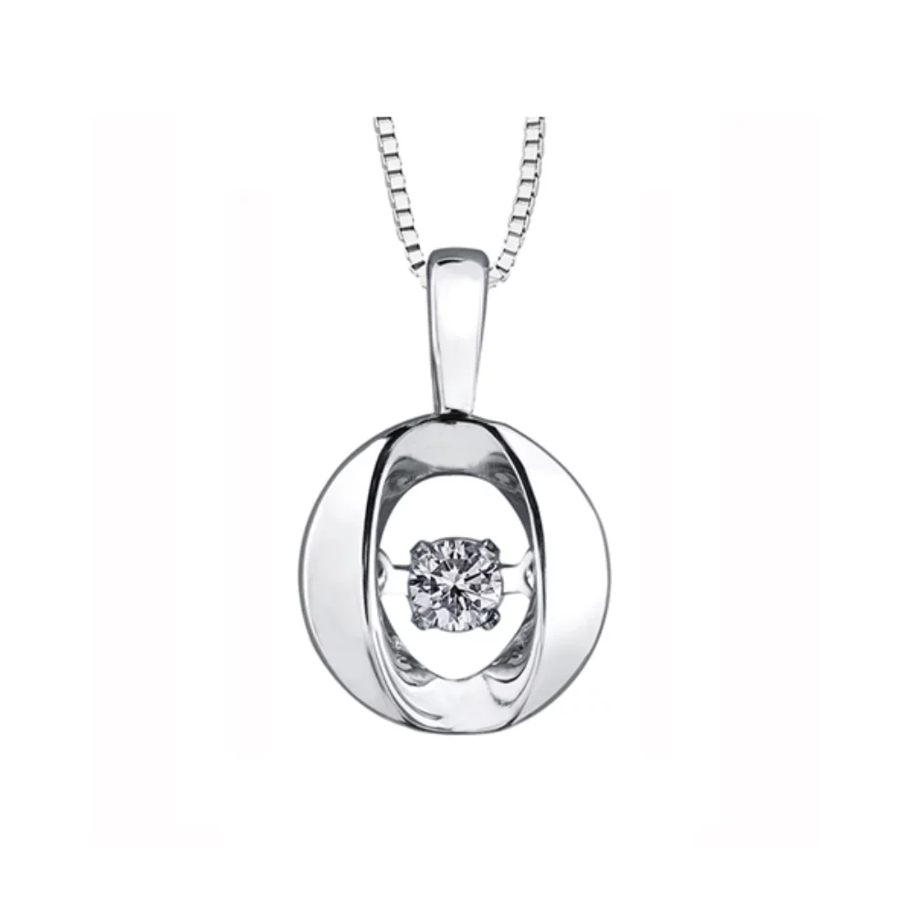 Canadian Diamond Solitaire Oval Pendant in Sterling Silver (0.05 CT.)