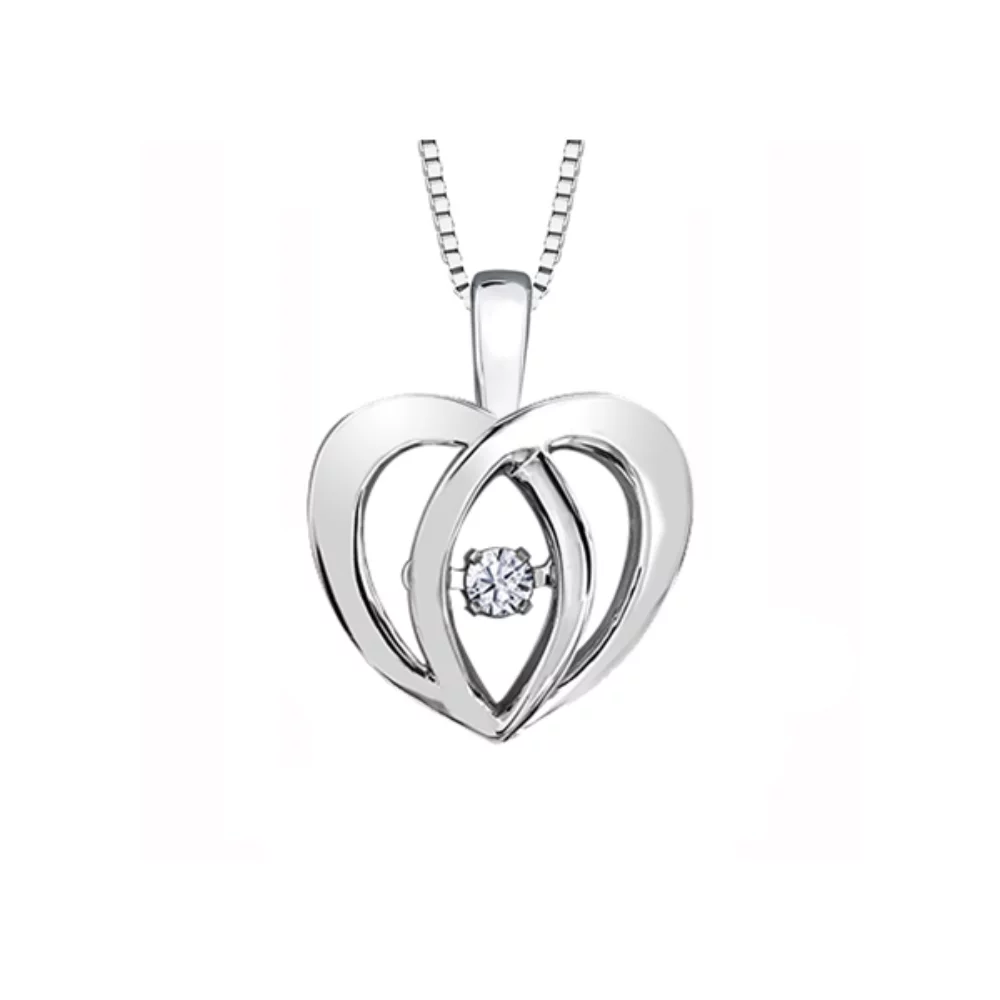 Diamond Solitaire Heart Pendant in Sterling Silver (0.05 CT.)