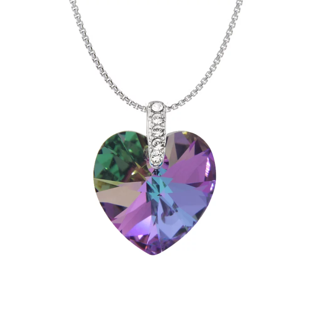 Swarovski Elements Crystal Heart Necklace - Vitrail Light