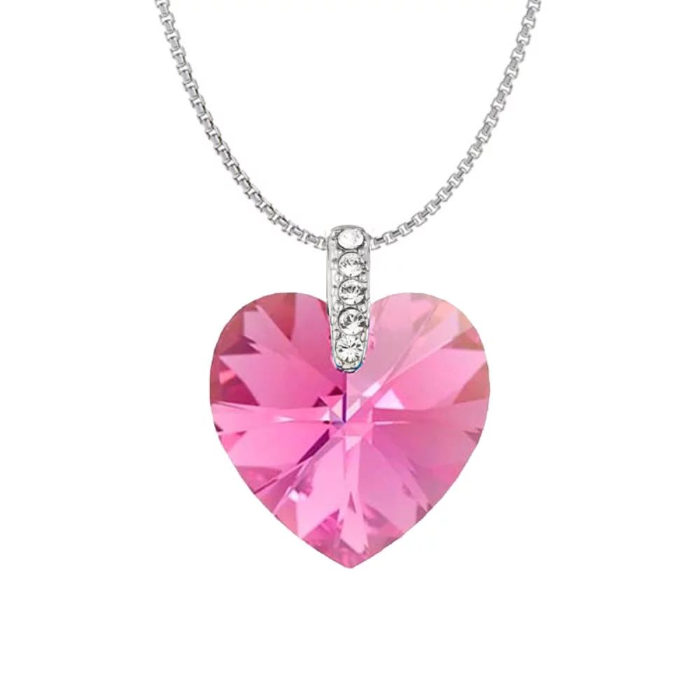 Swarovski Elements Crystal Heart Necklaces - Rose