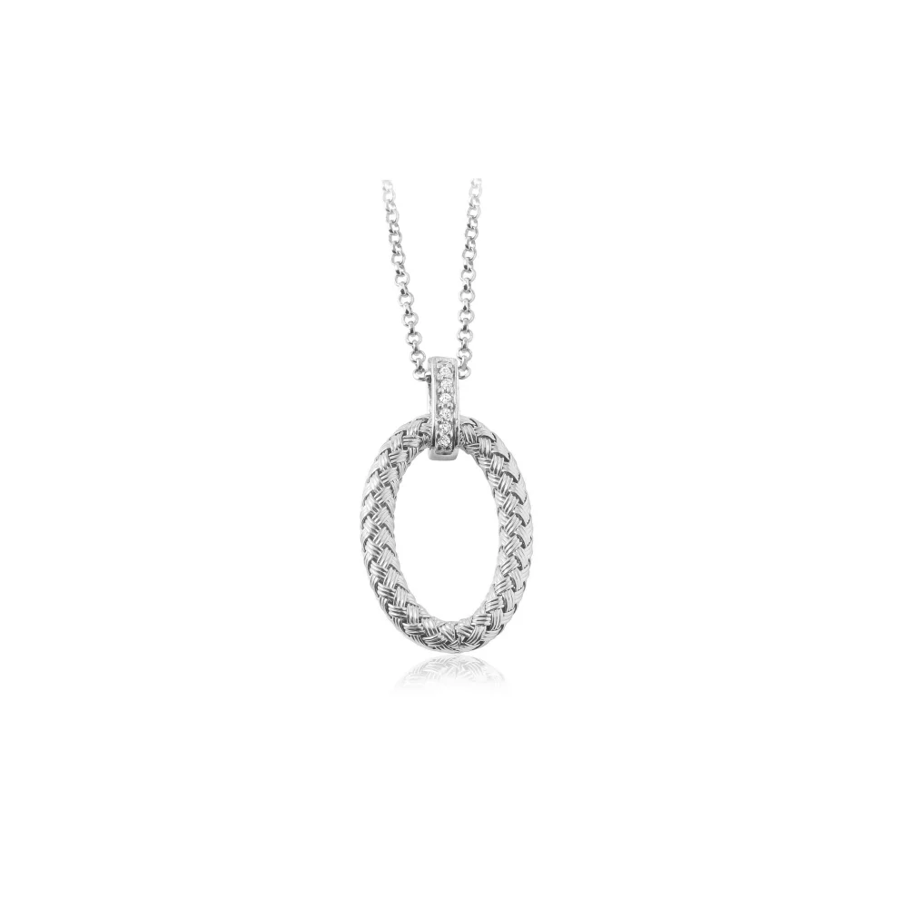 Pendentif ovale tissé en rhodium "RAVELLO PD" Diamondlite de Charles Garnier - Argent