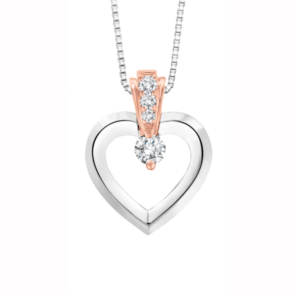 Canadian Diamond Heart Pendant in 10K White & Rose Gold (0.25 CT. T.W.)