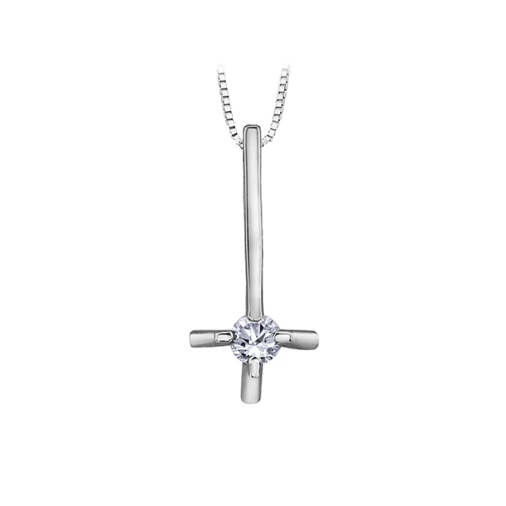 Diamond Pendant in 10K White Gold (0.035 CT. T.W.) - Silver