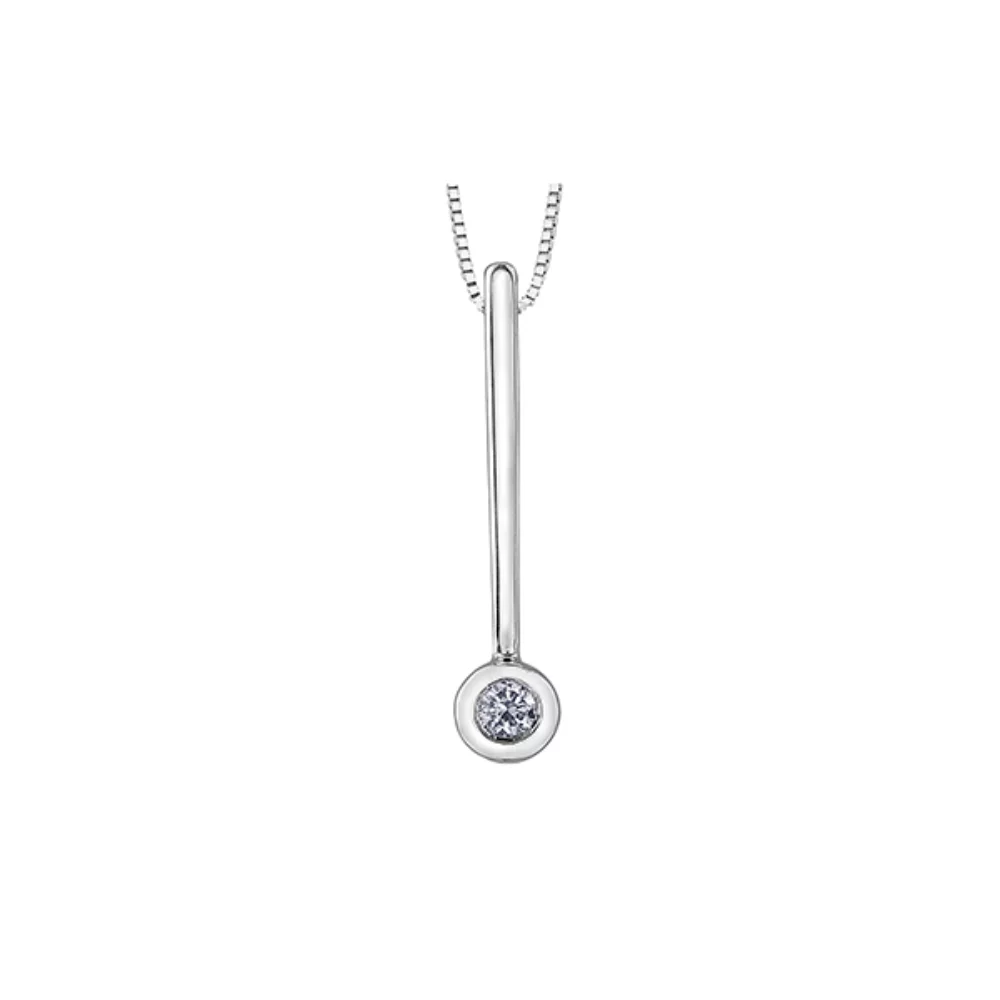 Diamond Bar Pendant in 10K White Gold (0.05 CT. T.W.) - Silver