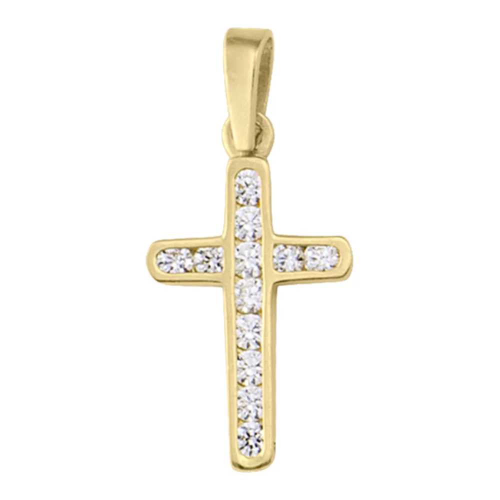 18K gold Cross Pendants with Cubic Zirconia stones