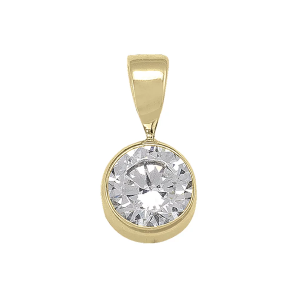 Pendentifs en zircone cubique ronde en or 10 carats - 1,0 g