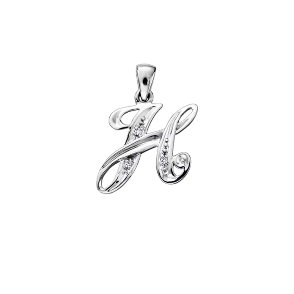 Diamond Initial "H" Pendant in 10K (0.015 CT. T.W.) - Silver