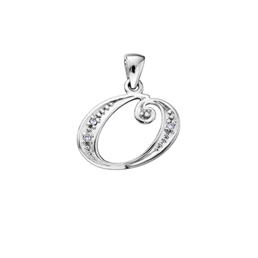 Diamond Initial "O" Pendant in 10K (0.015 CT. T.W.) - Silver