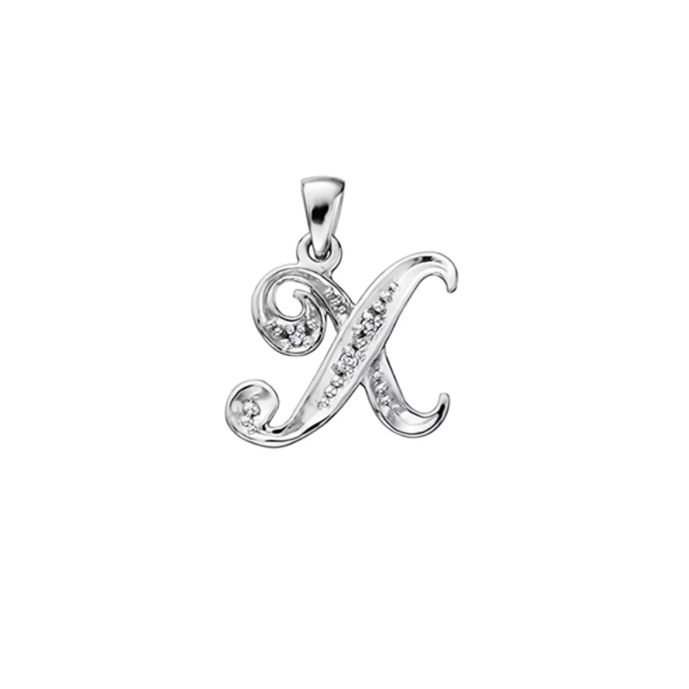 Diamond Initial "X" Pendant in 10K (0.015 CT. T.W.) - Silver