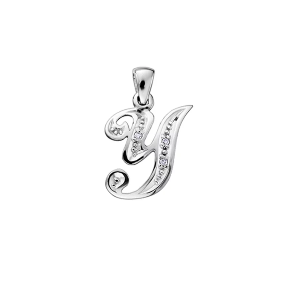 Diamond Initial "Y" Pendant in 10K (0.015 CT. T.W.) - Silver