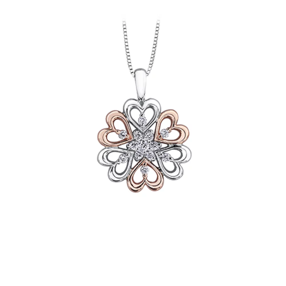 Diamond Pendant in 10K (0.025 and 0.12 CT. T.W.) - Silver and Rose