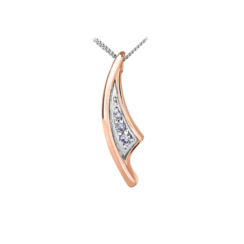 Pendentif en diamant en or 10 carats (0,025, 0,015 et 0,01 CT. T.W.) - Argent et rose