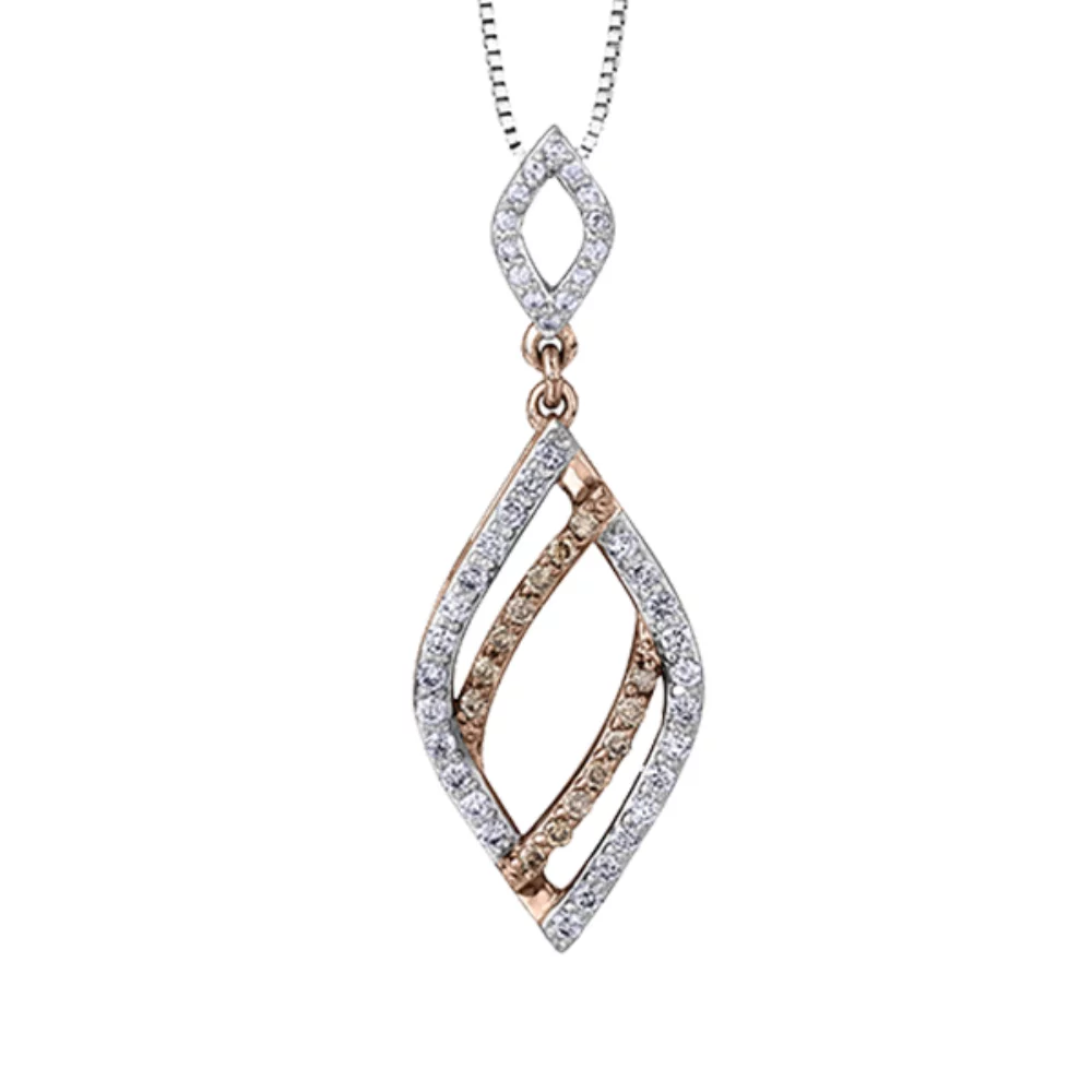 Diamond Pendant in 10K (0.084, 0.182 and 0.035 CT. T.W.) - Silver and Rose