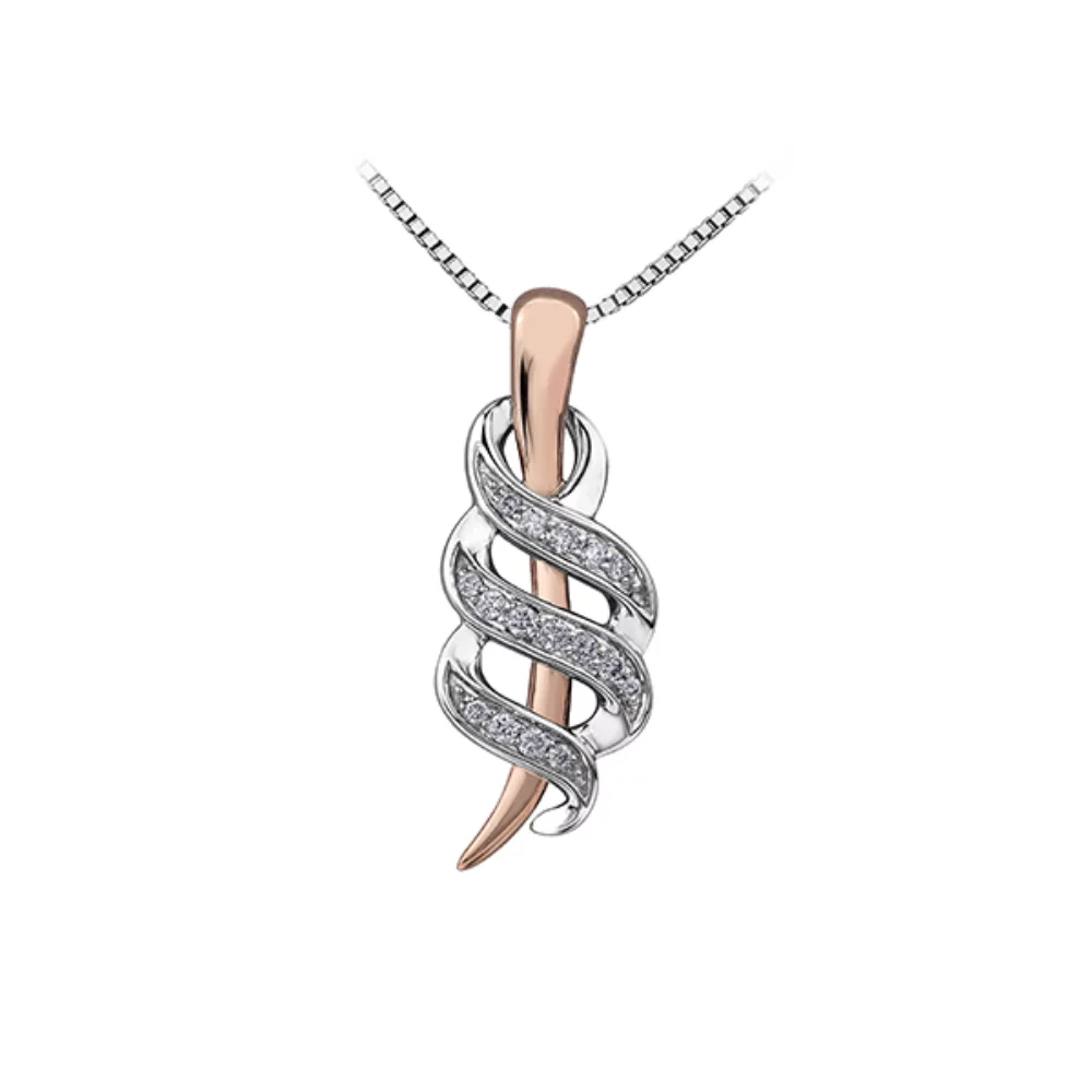 Pendentif en diamant en or 10 carats (0,1 et 0,036 CT. T.W.) - Argent et rose