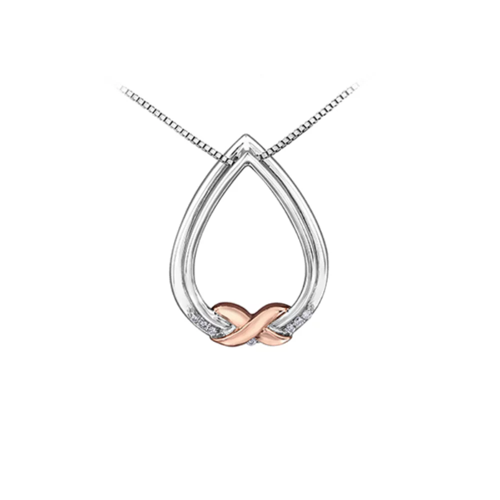 Pendentif en diamant en or 10 carats (0,035 CT. T.W.) - Argent et rose