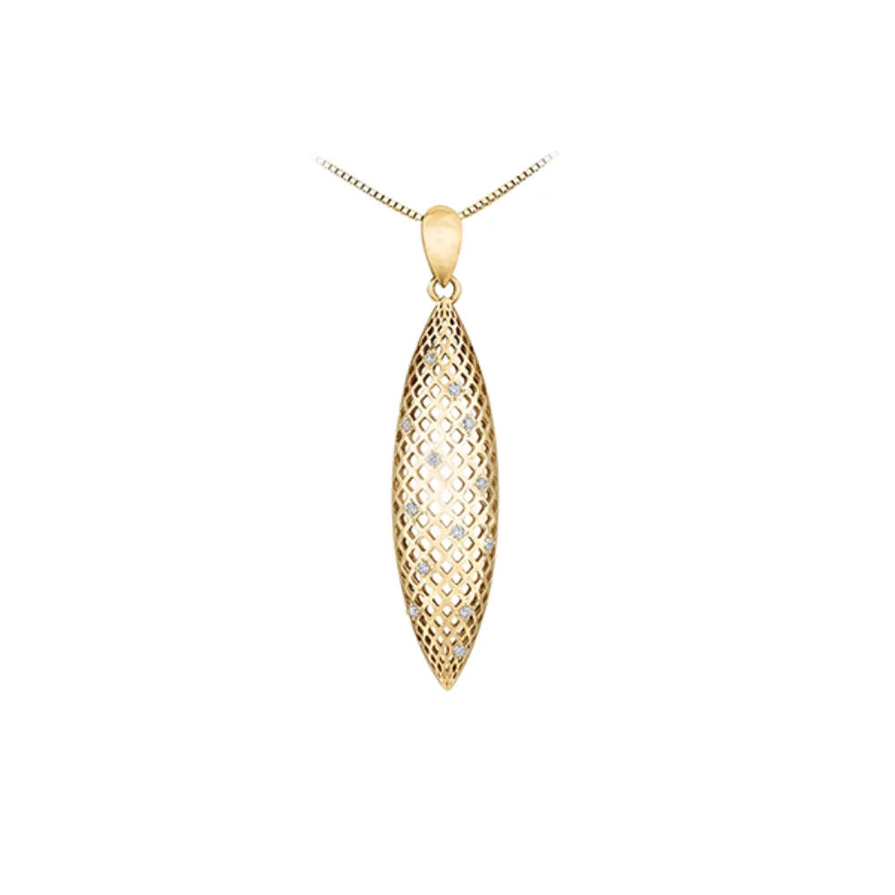 Oval Diamond Pendant in 10K Gold (0.1 CT. T.W.) - Gold