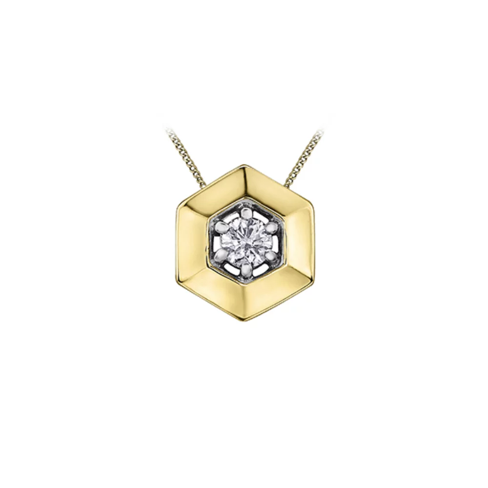 Pendentif en diamant en or 10 carats et or blanc (0,1 CT. T.W.) - Argent et Or