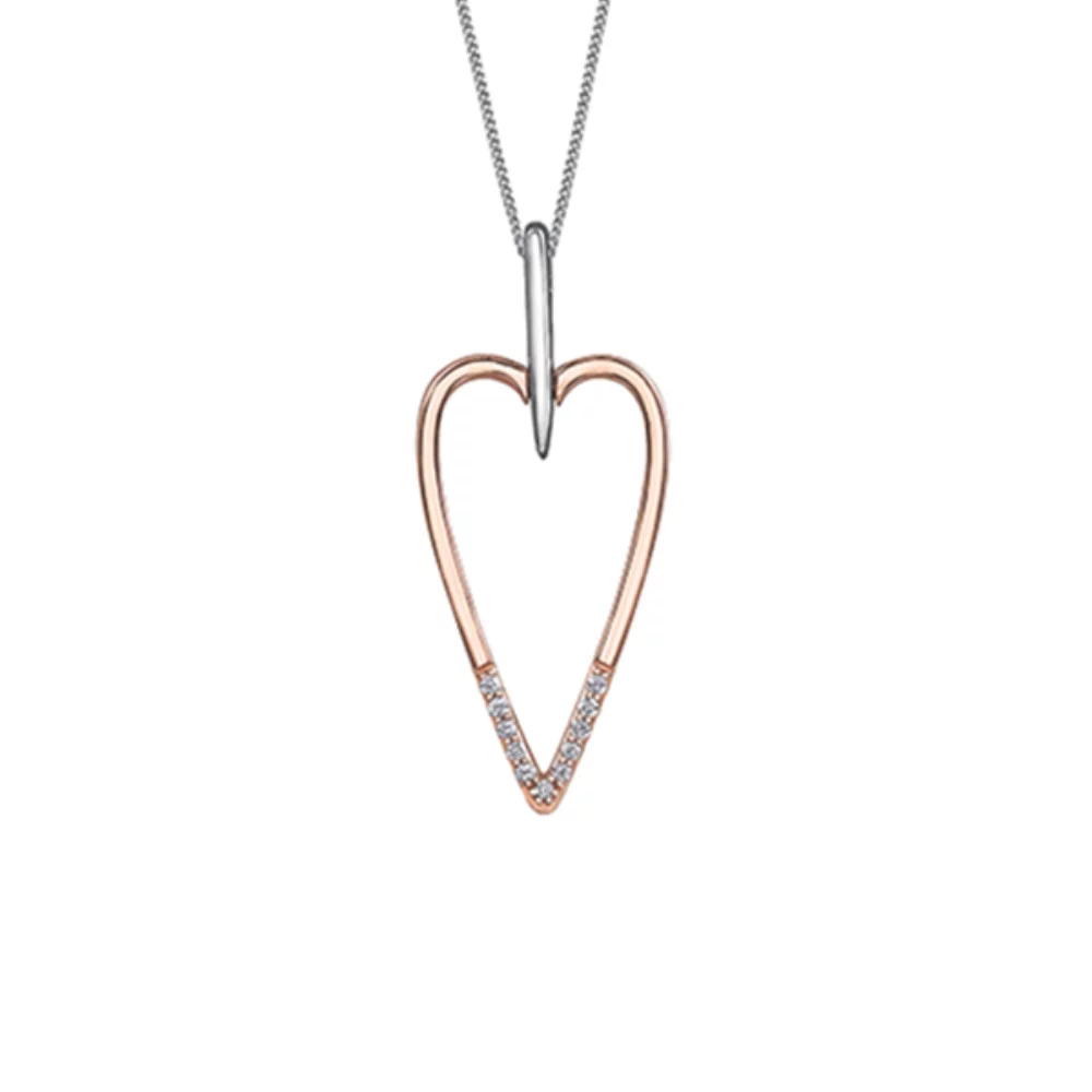 Pendentif en diamant en or 10 carats (0,06 CT. T.W.) - Argent et rose