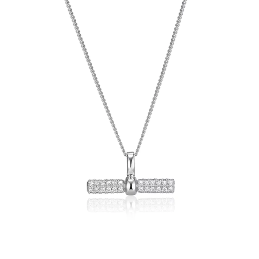 Diamondlite Cubic Zirconia Pavé T-bar Pendant - Silver