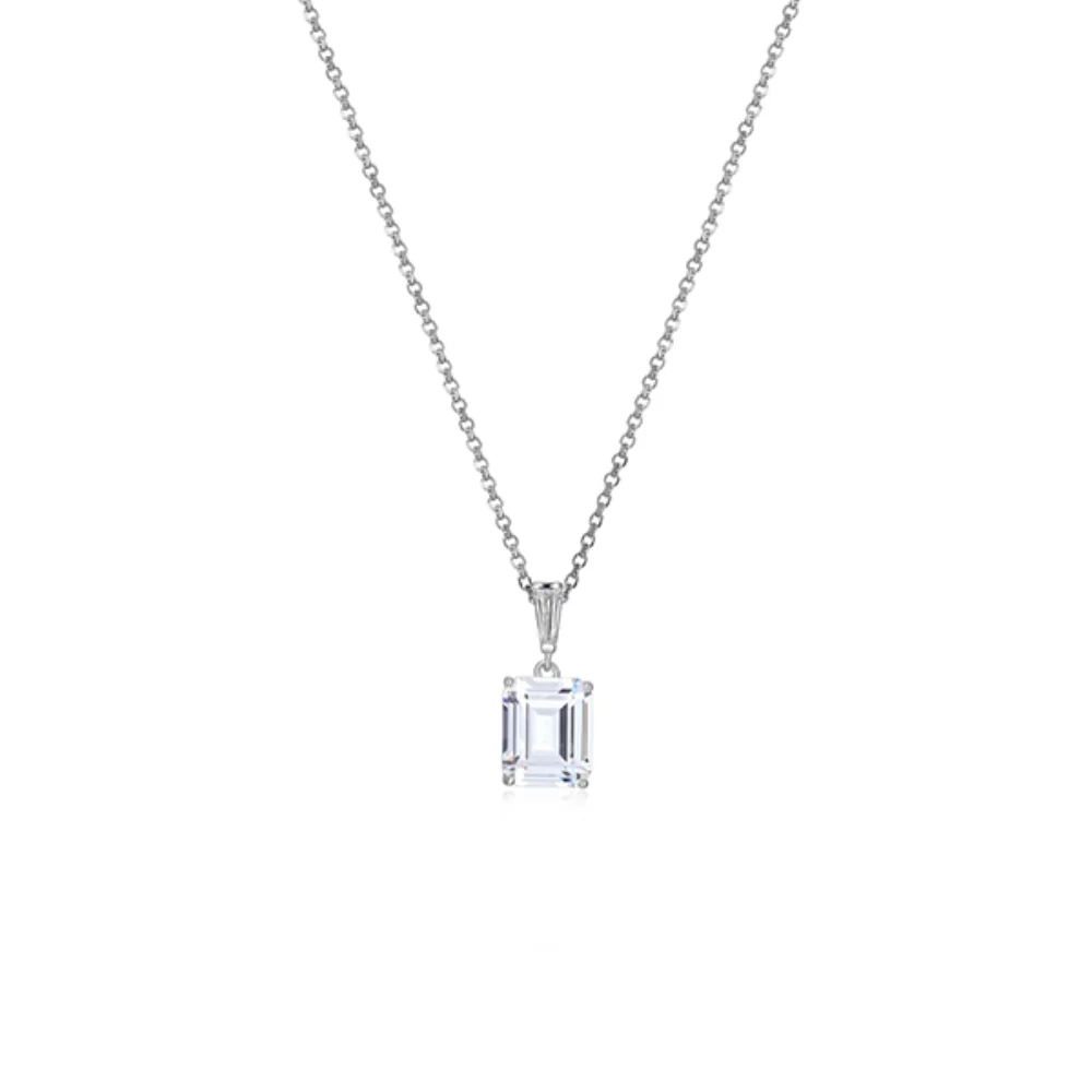 Pendentif en zircone cubique Diamondlite en forme de goutte d'émeraude - Argent