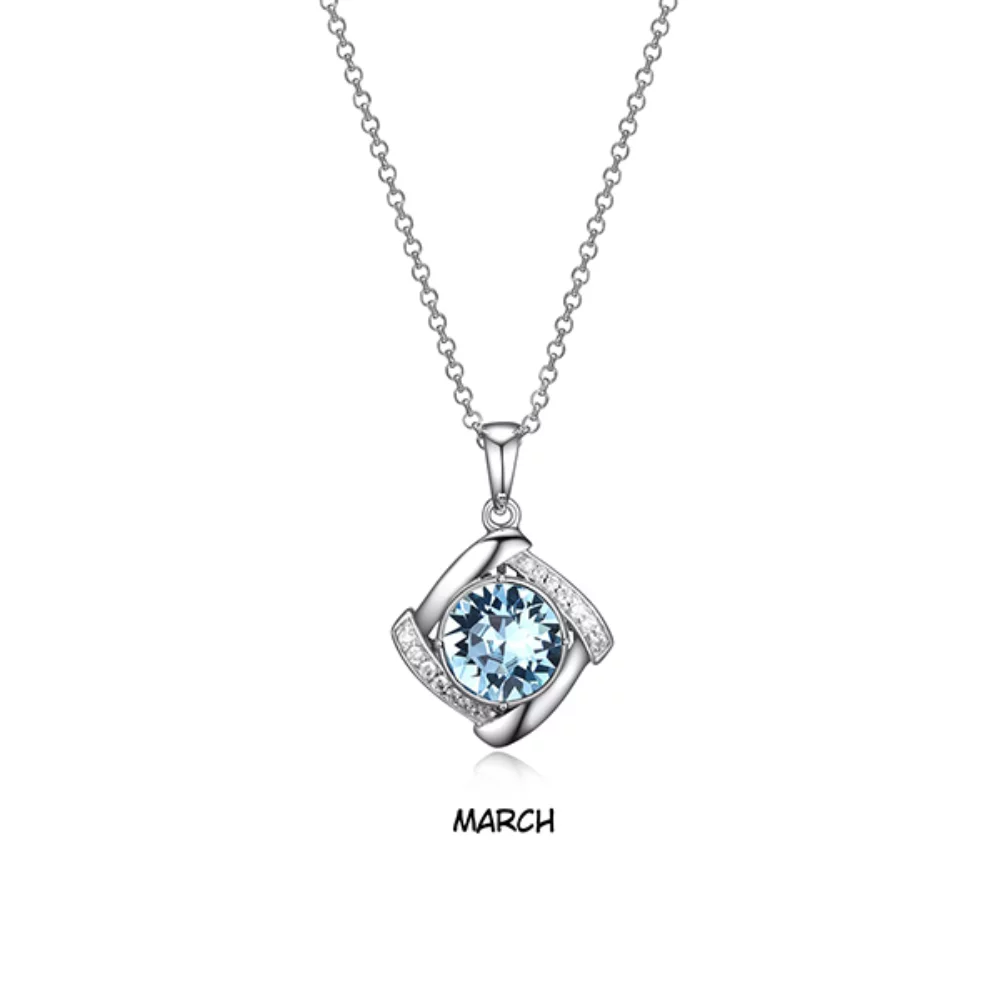 ELLE MAR "Birthstone" (Aqua) and Signity Cubic Zirconia Pendant