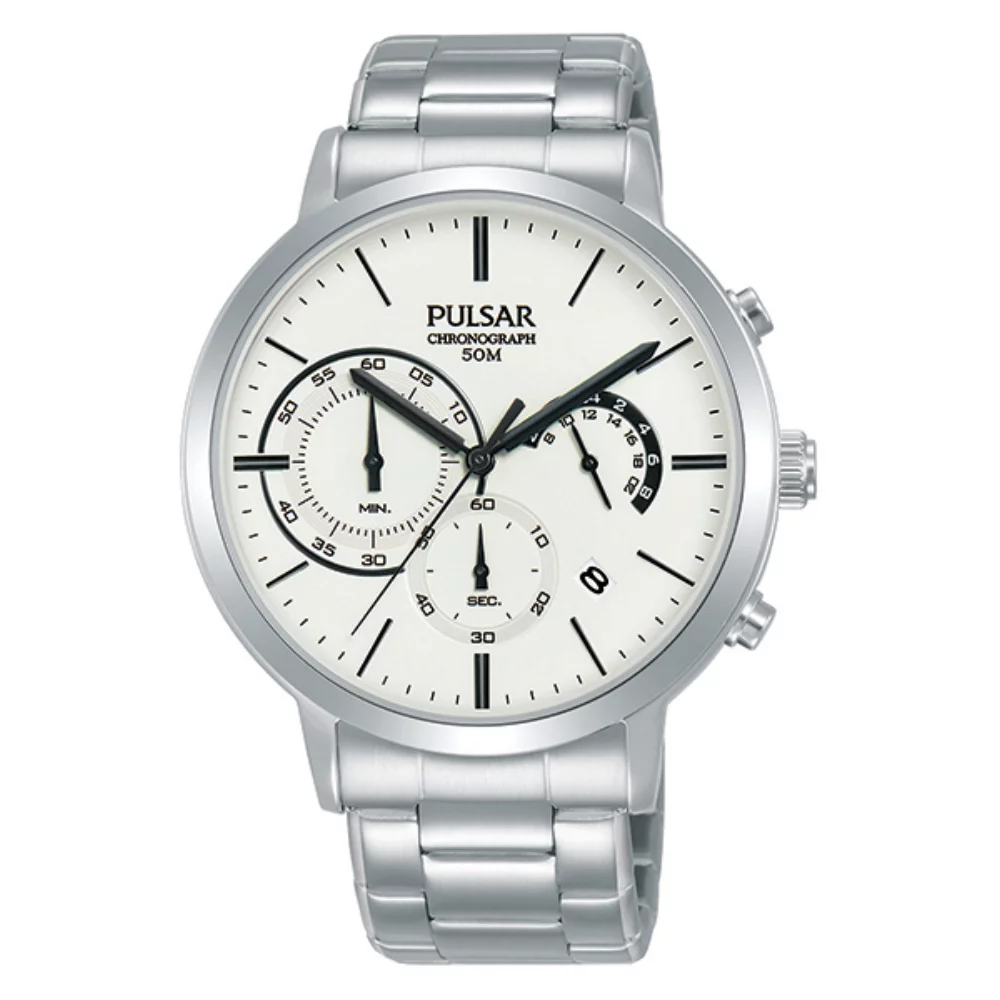 Montre chronographe pour homme Pulsar PT3985 - Argent et blanc