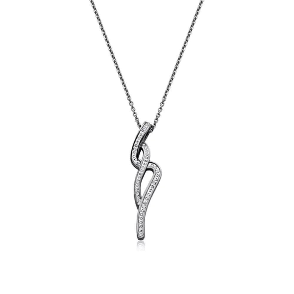 CJ Steelx Spiral Crystal Pendant - Silver