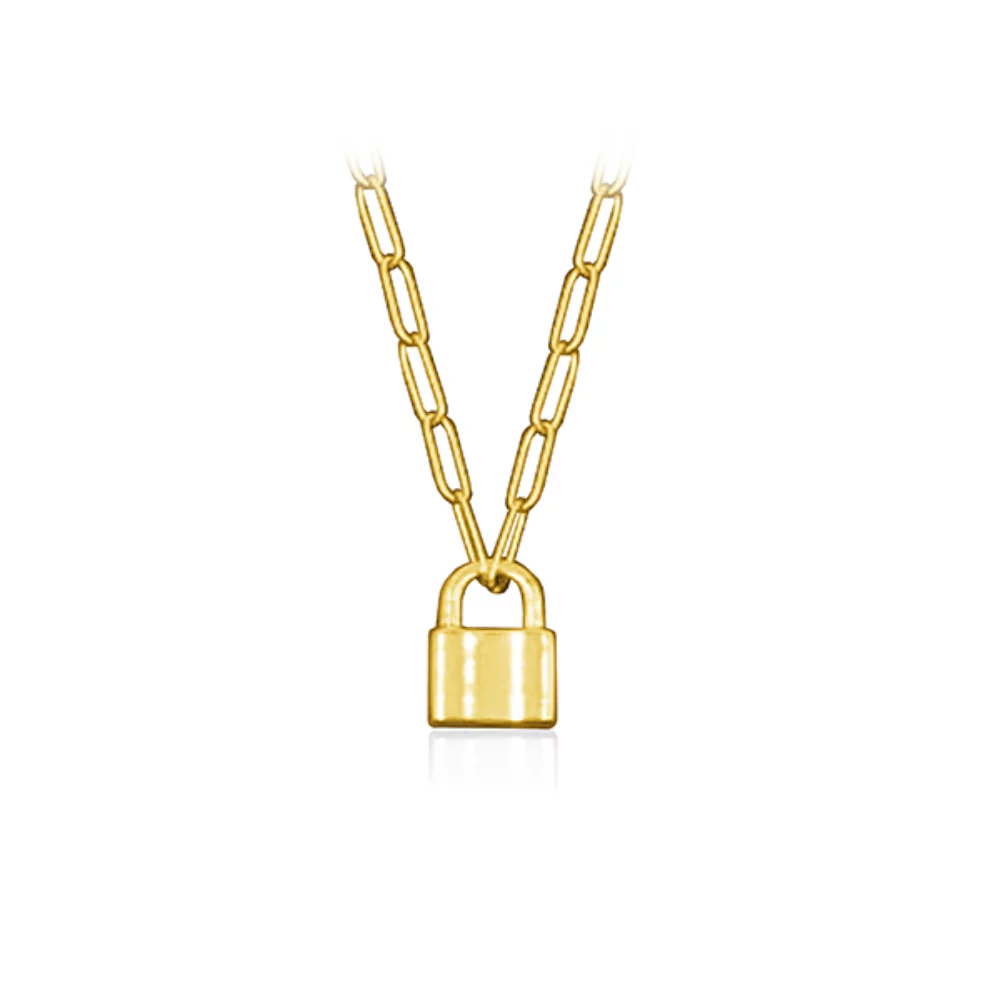 CJ Steelx Lock Pendant - Gold