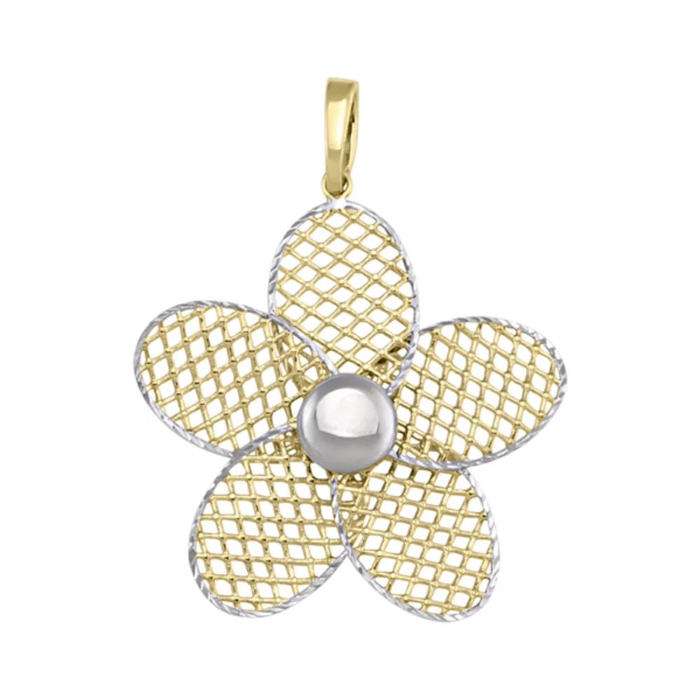 10K Gold and Silver Flower Shaped Pendants