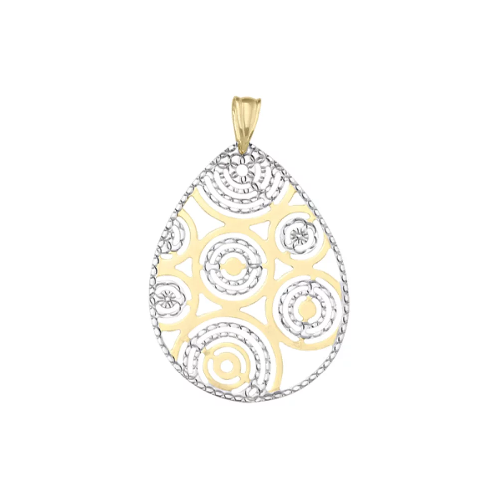 10K Gold and Silver Circular Pattern Pendants