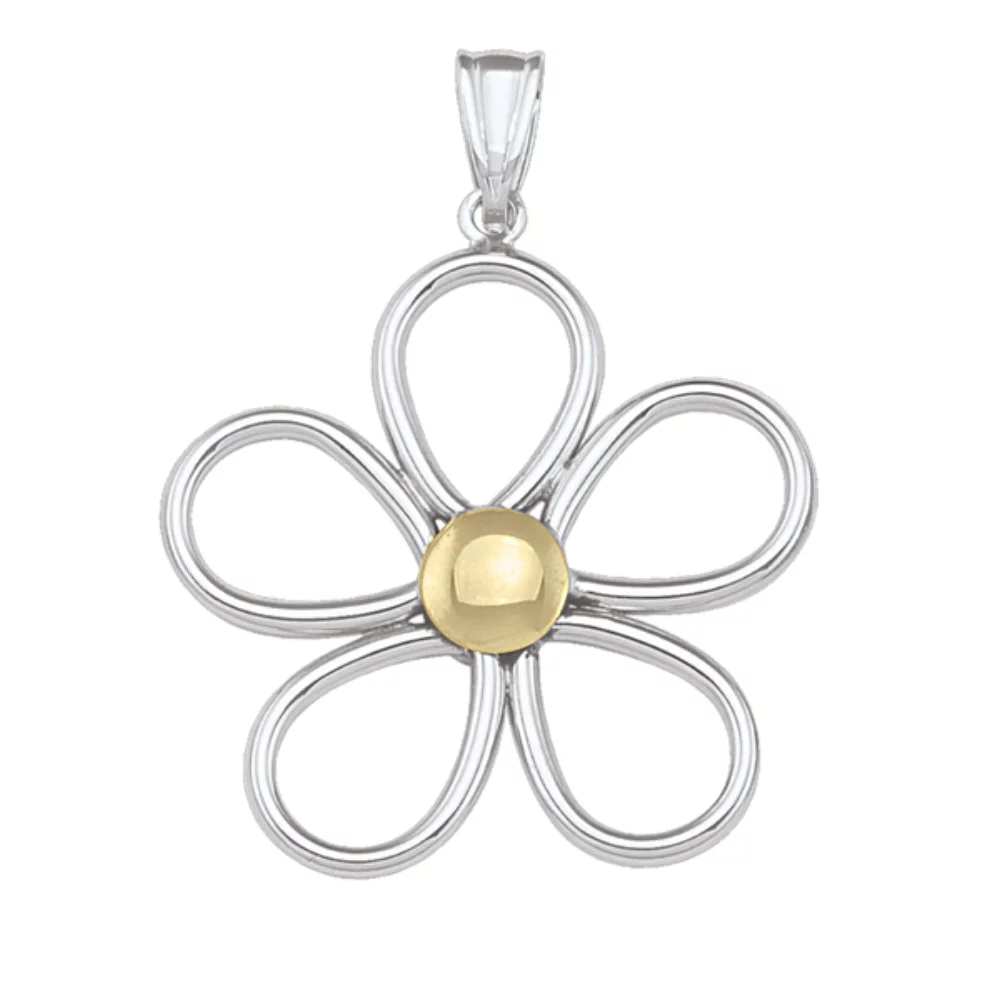 10K Flower Fashion Pendants - White Gold