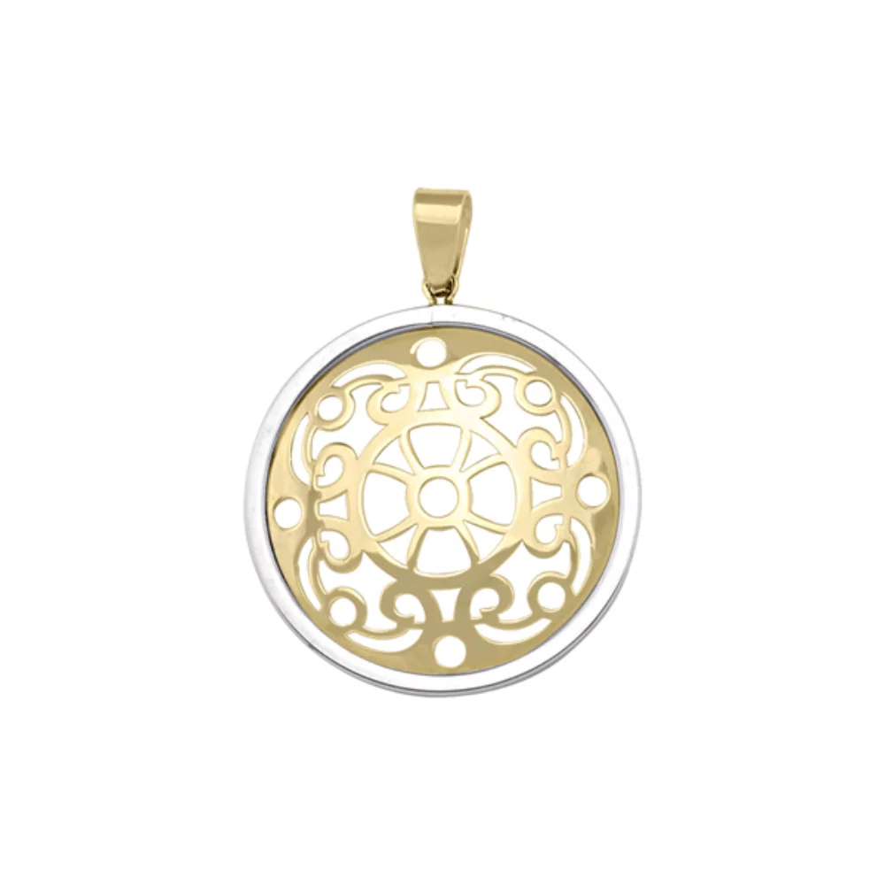 Pendentifs ronds en or 10 carats et argent