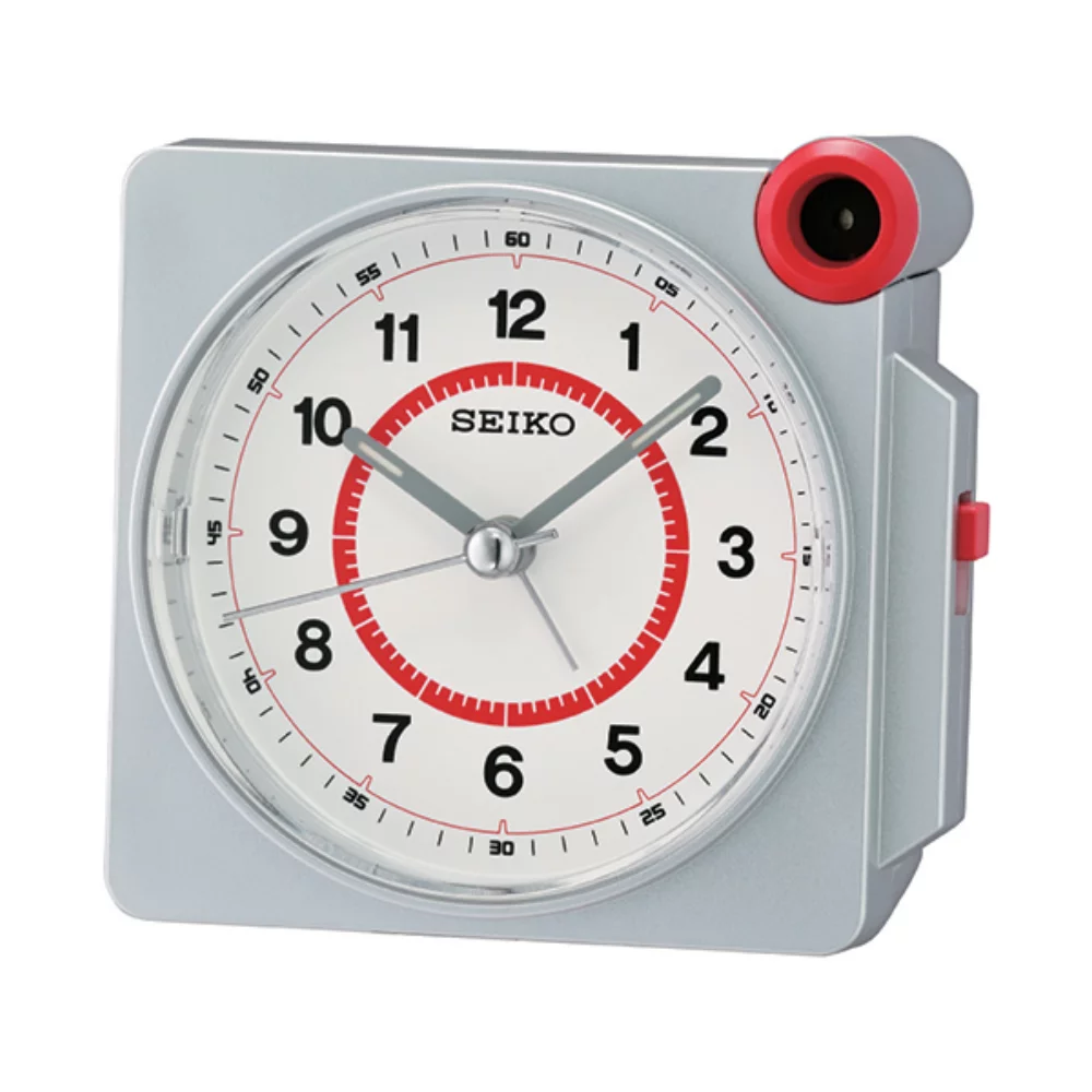 Seiko QHE183S Desk Alarm Clock - White & Red