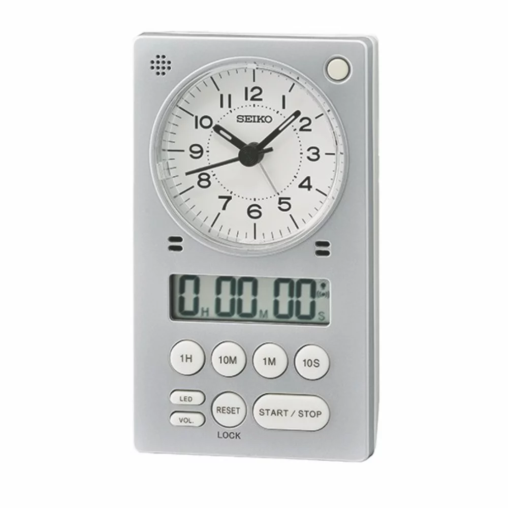 Seiko QHE190S Desk Alarm Clock - Silver
