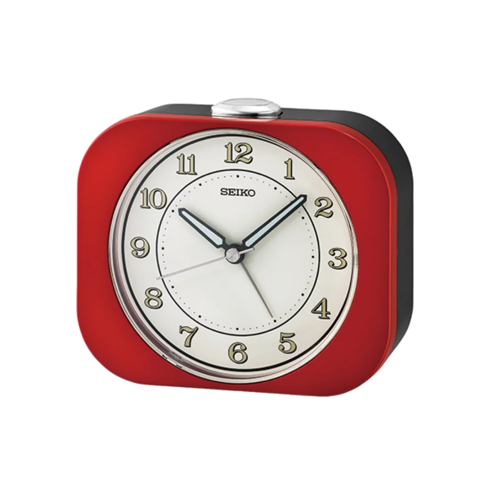 Seiko QHE195R Bedside Desk Alarm Clock - Red & White